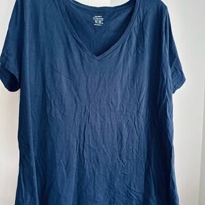 Ladies Old Navy Navy Blue V-Neck T-Shirt 2X